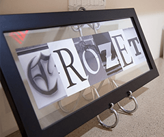 Crozet sign on counter