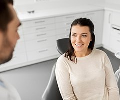 patient talking to dentist