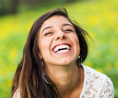 Smiling woman outdoors