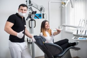 woman happy at dentist